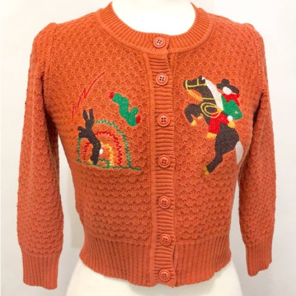 Head West Cropped Cardigan in Dusty Orange